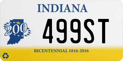 IN license plate 499ST