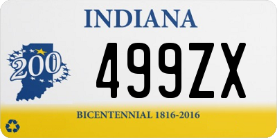 IN license plate 499ZX