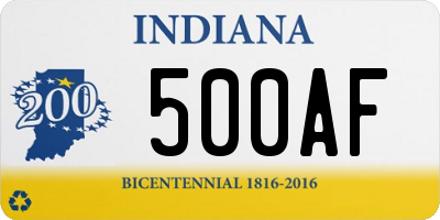 IN license plate 500AF