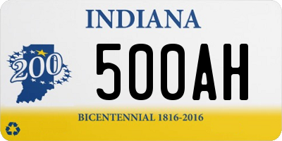 IN license plate 500AH