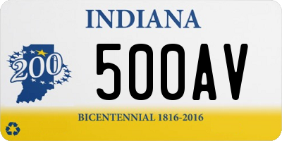 IN license plate 500AV