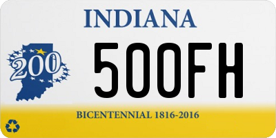 IN license plate 500FH