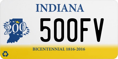 IN license plate 500FV