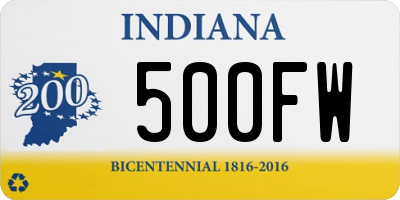 IN license plate 500FW