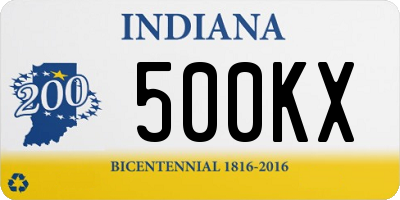 IN license plate 500KX