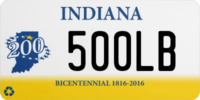 IN license plate 500LB