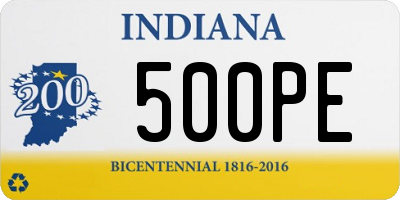 IN license plate 500PE