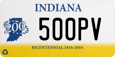 IN license plate 500PV