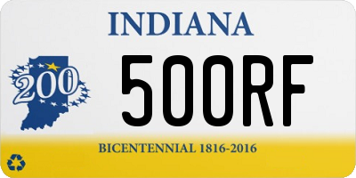 IN license plate 500RF