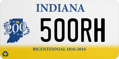 IN license plate 500RH