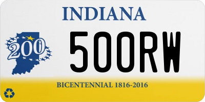 IN license plate 500RW