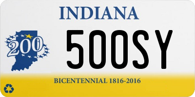 IN license plate 500SY