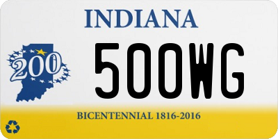 IN license plate 500WG