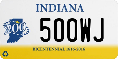 IN license plate 500WJ