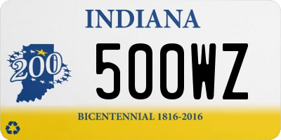 IN license plate 500WZ