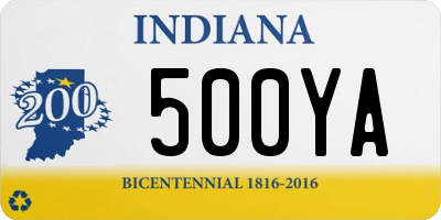 IN license plate 500YA