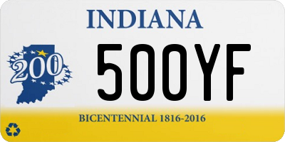 IN license plate 500YF