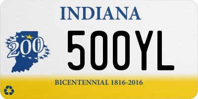 IN license plate 500YL
