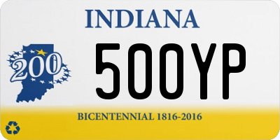 IN license plate 500YP