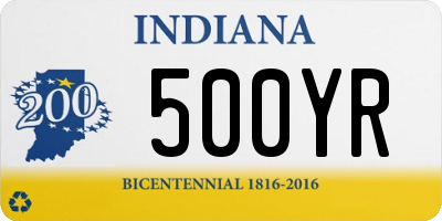 IN license plate 500YR