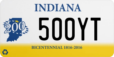 IN license plate 500YT