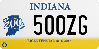 IN license plate 500ZG