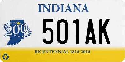 IN license plate 501AK