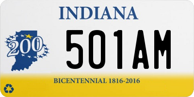 IN license plate 501AM