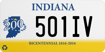 IN license plate 501IV