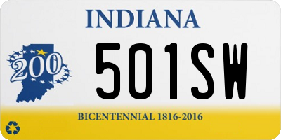 IN license plate 501SW