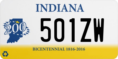 IN license plate 501ZW