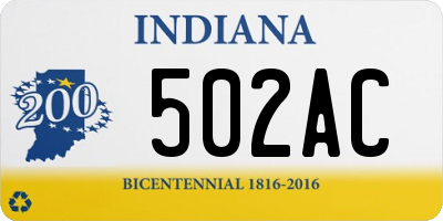 IN license plate 502AC