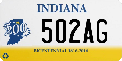 IN license plate 502AG