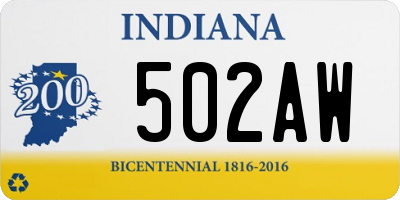 IN license plate 502AW