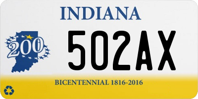 IN license plate 502AX