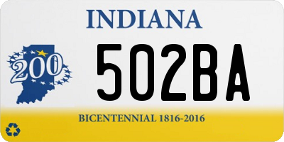 IN license plate 502BA