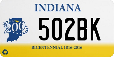 IN license plate 502BK