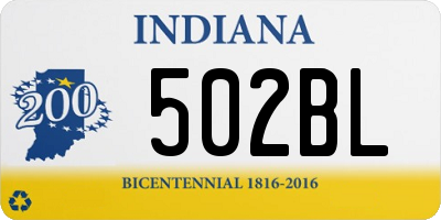 IN license plate 502BL