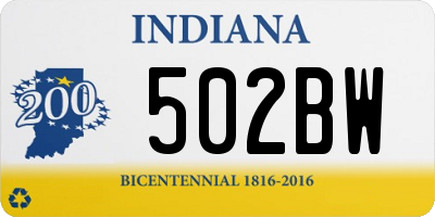 IN license plate 502BW