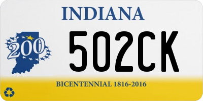 IN license plate 502CK