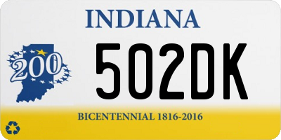 IN license plate 502DK