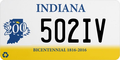 IN license plate 502IV