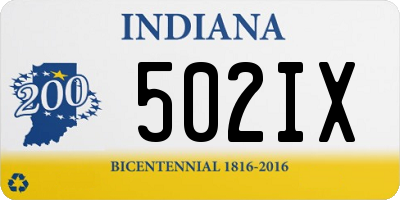 IN license plate 502IX