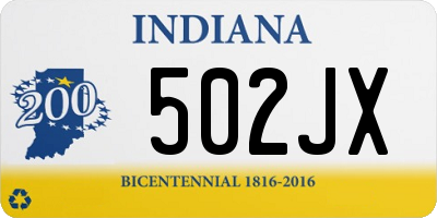 IN license plate 502JX