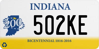 IN license plate 502KE