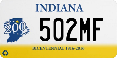 IN license plate 502MF