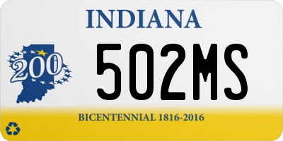 IN license plate 502MS