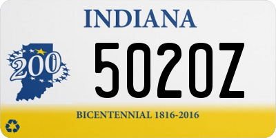 IN license plate 502OZ