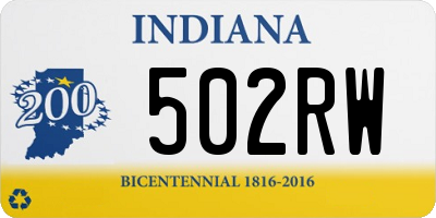 IN license plate 502RW