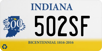 IN license plate 502SF